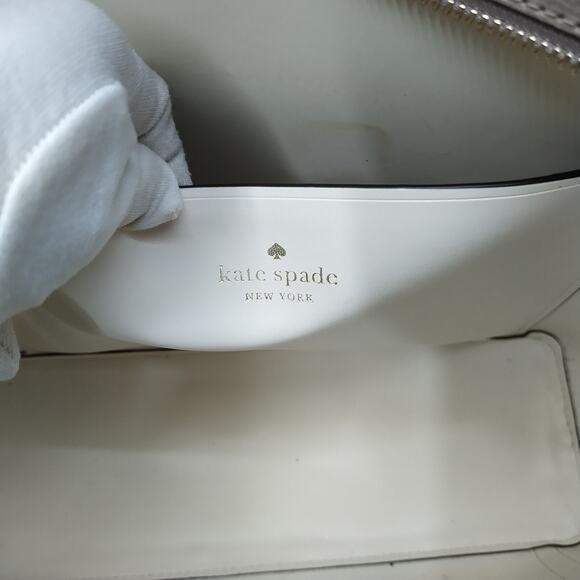 Kate Spade New York Cara Gray Leather Double Handle Tote Shoulder Bag - Picture 12 of 16